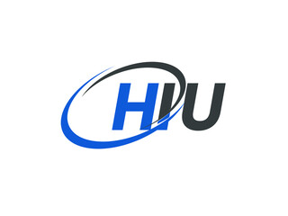 HIU letter creative modern elegant swoosh logo design