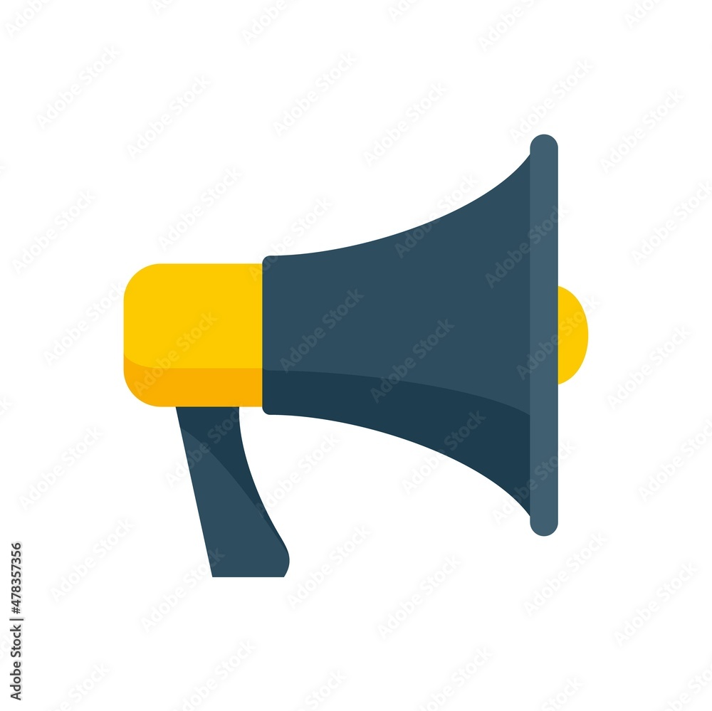 Sticker Tv megaphone icon flat isolated vector