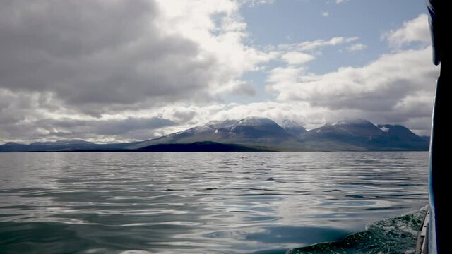 The Akka Mountains in Lapland seen from boat