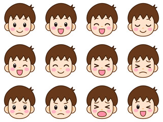 茶髪の男の子の顔アイコンのイラスト素材