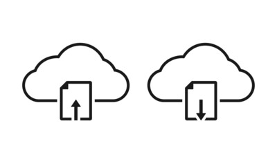 Cloud document storage icon. Upload download file. Illustration vector