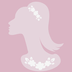 an elegant female head in profile with jewelry - a banner for advertising jewelry or a postcard. Design element