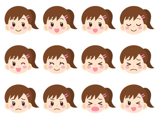 女の子の顔アイコンのイラスト素材