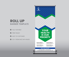 Health care medical roll up banner template or stand banner template
