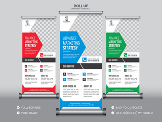 Roll up banner design template for your Business and marketing. Modern x-banner template. Corporate roll up banner design