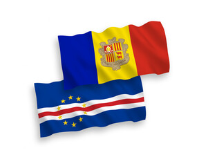 Flags of Republic of Cabo Verde and Andorra on a white background