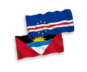 Flags of Republic of Cabo Verde and Antigua and Barbuda on a white background