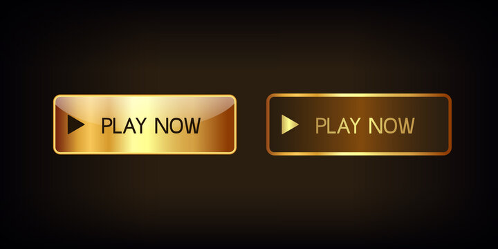 Two golden buttons Play. VIP luxury button Play. Vector illustration.