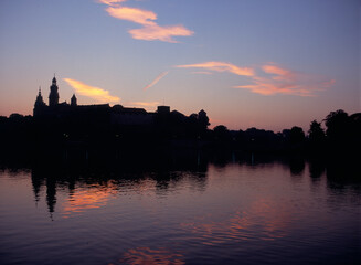 Fototapeta na wymiar Vistula river and Wawel Royal Castl. Krakow, Cracow. Poland - September, 2011