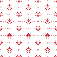 Seamless pattern with red flower on white background. Vector illustration.