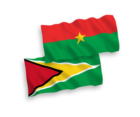 Flags of Co-operative Republic of Guyana and Burkina Faso on a white background
