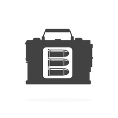 Military Ammunition Box Ammo Crate Icon Silhouette Vector Illustration.