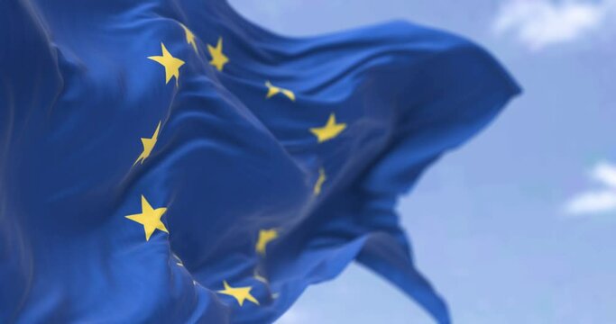The flag of The European Union flapping in the wind