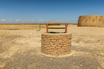 water well in the steppes of Kazakhstan, Turkistan Region, ancient city Sawran