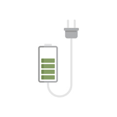 Battery charging plug icon flat isolated vector