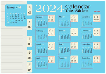 2024 Calendar Tabs Sticker