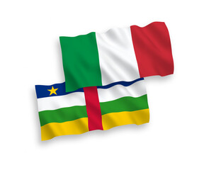 Flags of Italy and Central African Republic on a white background