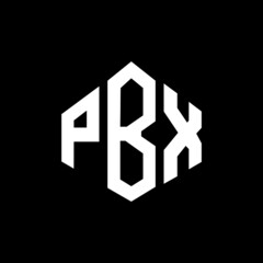 PBX letter logo design with polygon shape. PBX polygon and cube shape logo design. PBX hexagon vector logo template white and black colors. PBX monogram, business and real estate logo.