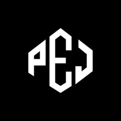 PEJ letter logo design with polygon shape. PEJ polygon and cube shape logo design. PEJ hexagon vector logo template white and black colors. PEJ monogram, business and real estate logo.