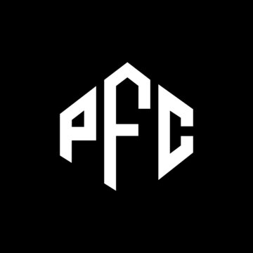 PFC letter logo design with polygon shape. PFC polygon and cube shape logo design. PFC hexagon vector logo template white and black colors. PFC monogram, business and real estate logo.