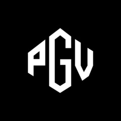 PGV letter logo design with polygon shape. PGV polygon and cube shape logo design. PGV hexagon vector logo template white and black colors. PGV monogram, business and real estate logo.