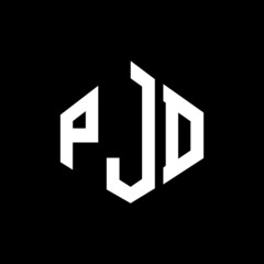 PJD letter logo design with polygon shape. PJD polygon and cube shape logo design. PJD hexagon vector logo template white and black colors. PJD monogram, business and real estate logo.