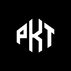 PKT letter logo design with polygon shape. PKT polygon and cube shape logo design. PKT hexagon vector logo template white and black colors. PKT monogram, business and real estate logo.