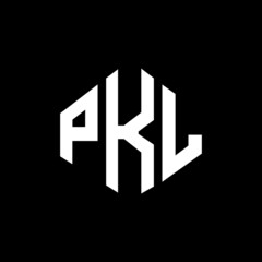 PKL letter logo design with polygon shape. PKL polygon and cube shape logo design. PKL hexagon vector logo template white and black colors. PKL monogram, business and real estate logo.