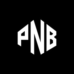 PNB letter logo design with polygon shape. PNB polygon and cube shape logo design. PNB hexagon vector logo template white and black colors. PNB monogram, business and real estate logo.