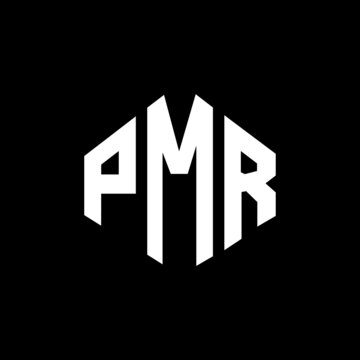 PMR letter logo design with polygon shape. PMR polygon and cube shape logo design. PMR hexagon vector logo template white and black colors. PMR monogram, business and real estate logo.