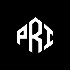 PRI letter logo design with polygon shape. PRI polygon and cube shape logo design. PRI hexagon vector logo template white and black colors. PRI monogram, business and real estate logo.