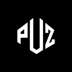 PUZ letter logo design with polygon shape. PUZ polygon and cube shape logo design. PUZ hexagon vector logo template white and black colors. PUZ monogram, business and real estate logo.