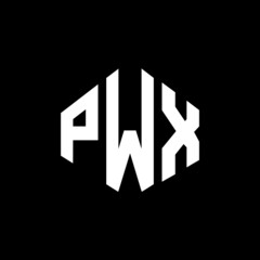 PWX letter logo design with polygon shape. PWX polygon and cube shape logo design. PWX hexagon vector logo template white and black colors. PWX monogram, business and real estate logo.
