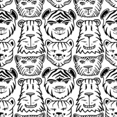 Tigers hand drawn pattern for linen and pajamas designs. - 478366148