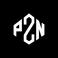 PZN letter logo design with polygon shape. PZN polygon and cube shape logo design. PZN hexagon vector logo template white and black colors. PZN monogram, business and real estate logo.