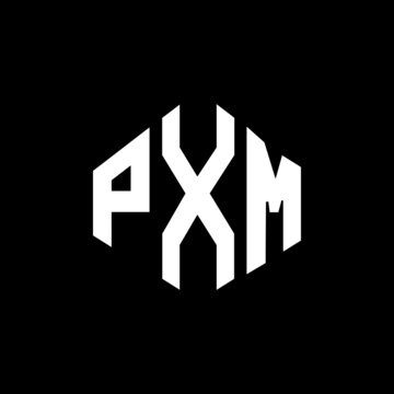 PXM letter logo design with polygon shape. PXM polygon and cube shape logo design. PXM hexagon vector logo template white and black colors. PXM monogram, business and real estate logo.