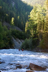 White water rating. Kyzyl-Khem river, Sayan Mountains, Russia.