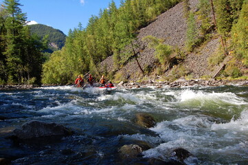Kyzyl-Khem river rapids. Sayan Mountains, Russia.