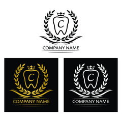 Letter C Tooth Dental Clinic  vector template  Dentist logo company 