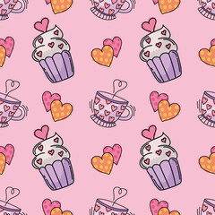 valentine's day seamless cute objects vector 