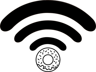 Wifi icon wireless internet connection signal.Donut cafe wi-fi
