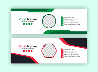 Business Email Signature Template Design. With Two Types Of Different Designs And Vector illustrations. And Two Colors Variations