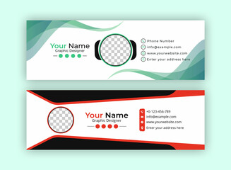 Business Email Signature Template Design. With Two Types Of Different Designs And Vector illustrations. And Two Colors Variations