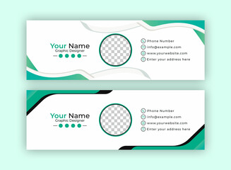 Business Email Signature Template Design. With Two Types Of Different Designs And Vector illustrations. And One Colors Variations