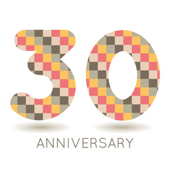 30 years anniversary celebration. Logo  on white background. Vector illustration for invitation card, celebration, greeting card, cover, label, flyer.