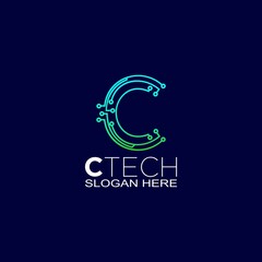 Letter C logotype colorful gradation, Technology and digital abstract connection logo vector