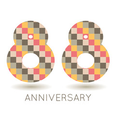 88 years anniversary celebration. Logo  on white background. Vector illustration for invitation card, celebration, greeting card, cover, label, flyer.