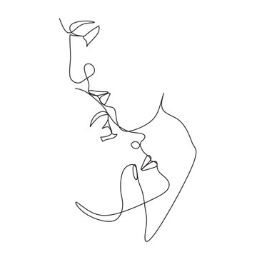 recommend clip art: Line Art Men and woman.One Line Art Couple, Line Art Men and woman, Minimal Face Vector.  Couple print, Kiss print, Valentines Day Illustration. Love poster.We are one line.