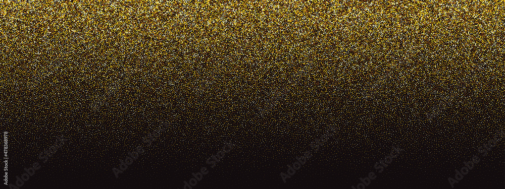 Wall mural gold glitter sparkles background. noise stipple dots gradient pattern. golden sand grain effect. gol