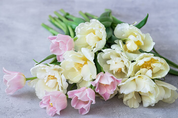 Beautiful bouquet of tulips on the table